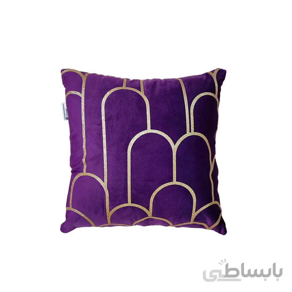 کوسن ترکیبی چرم و مخمل مدل کیان رنگ بنفش