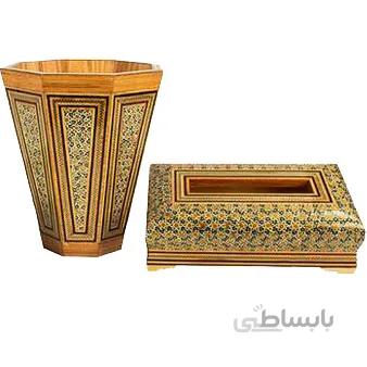 ست سطل و جادستمال کاغذی خاتم کاری کد LN-109