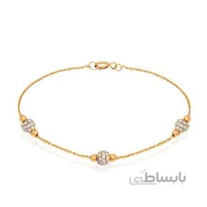 دستبند طلا با سه گوی سواروسکی کد CB390