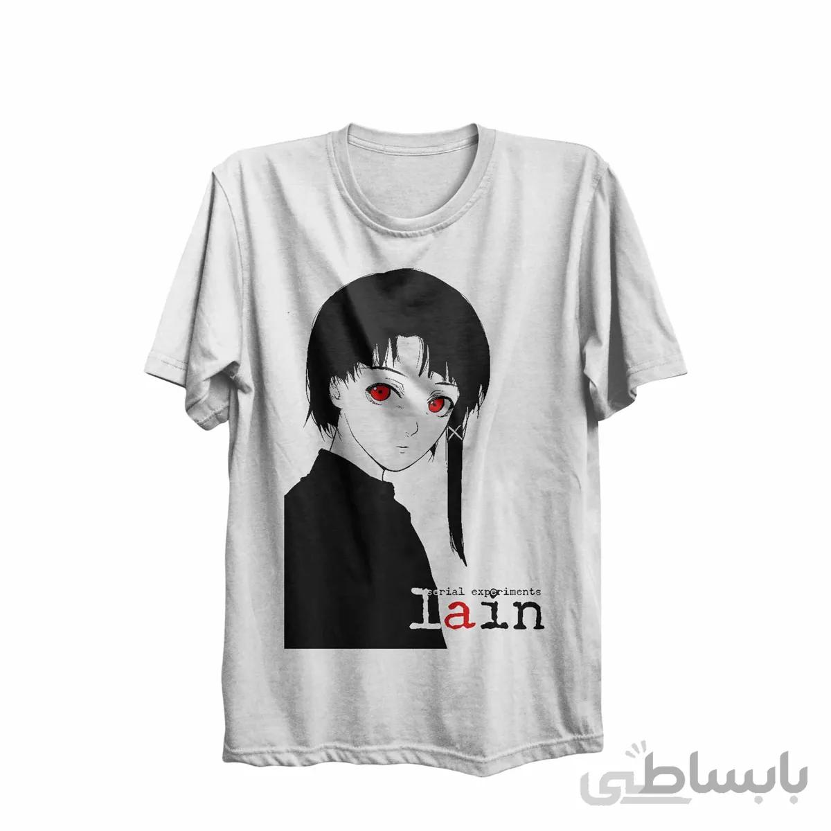 تیشرت یقه گرد سفید طرح انیمه تجربیات سریالی لین Serial Experiments Lain کد KCT10462
