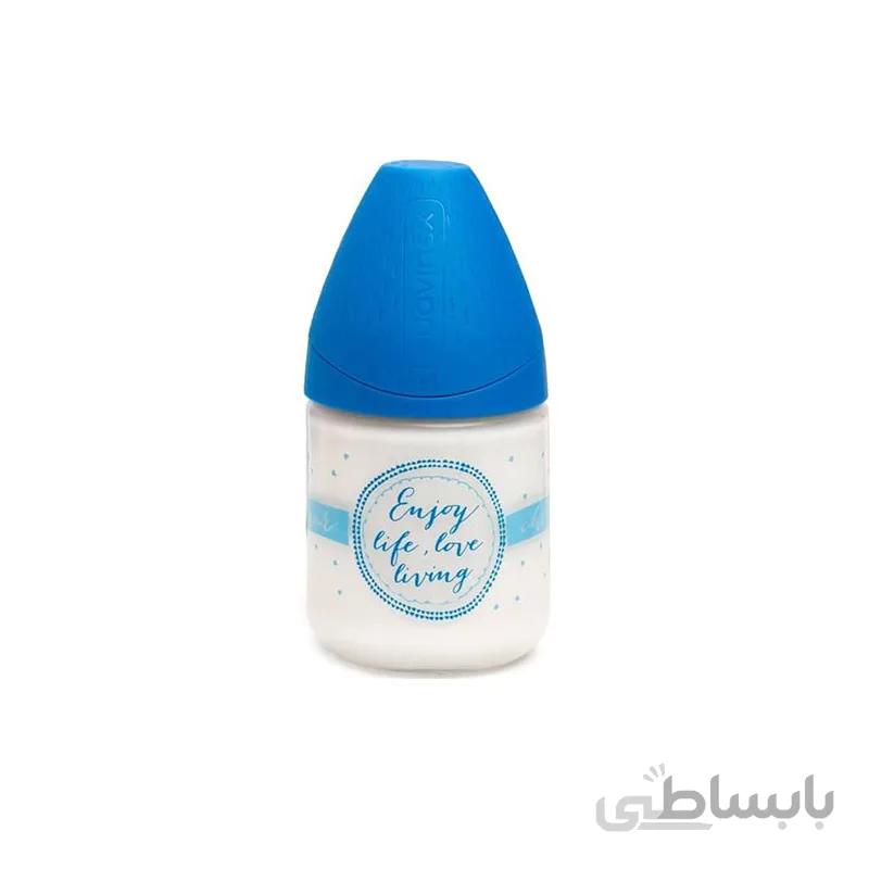 شیشه شیر پیرکس 120 میل آبی طرح Enjoy life سواوینکس Suavinex