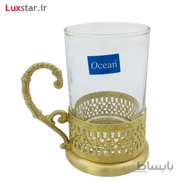 ست چایخوری برنجی ایران کادو طرح ایتالیا مدل 8011b ا Irankado B8011 Brass Glass Set