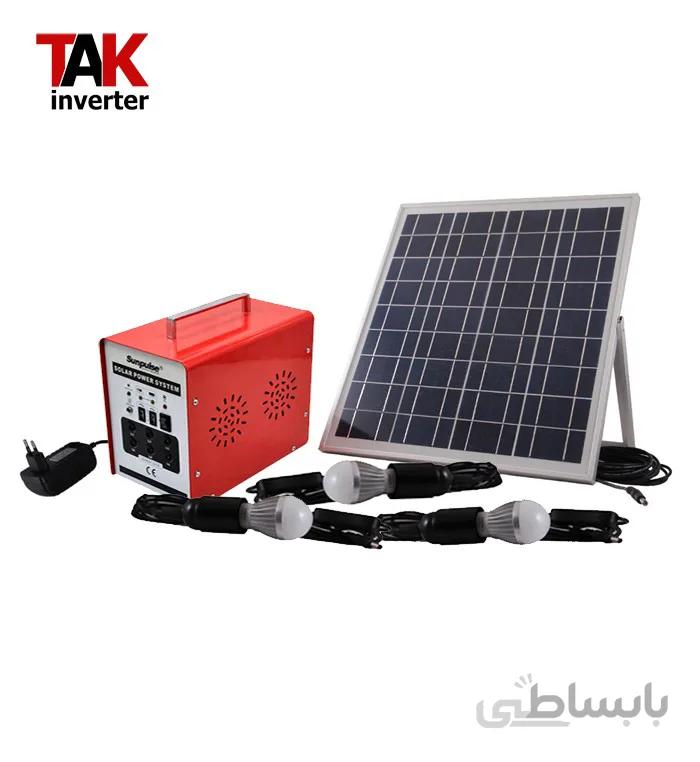 پکیج برق خورشیدی قابل حمل 30 وات مدل SL3017 همراه باتری 18 آمپری ا pack solar power 30 watt Portable SL3017