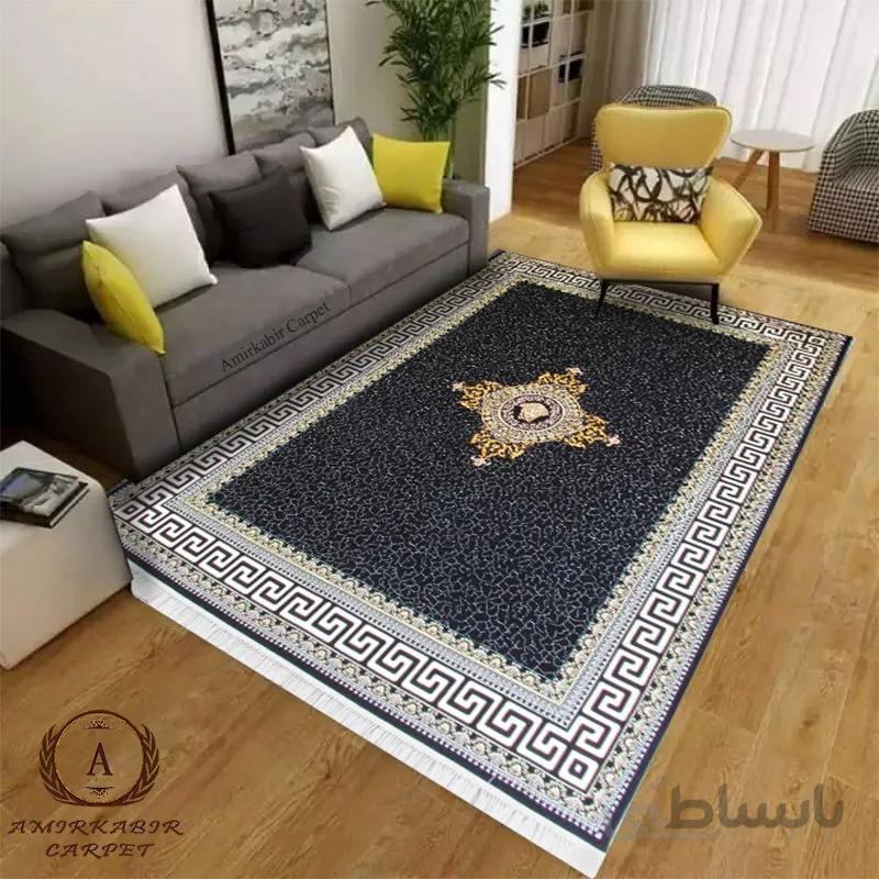 فرش ۷۰۰ شانه نقشه ورساچه سرمه ای