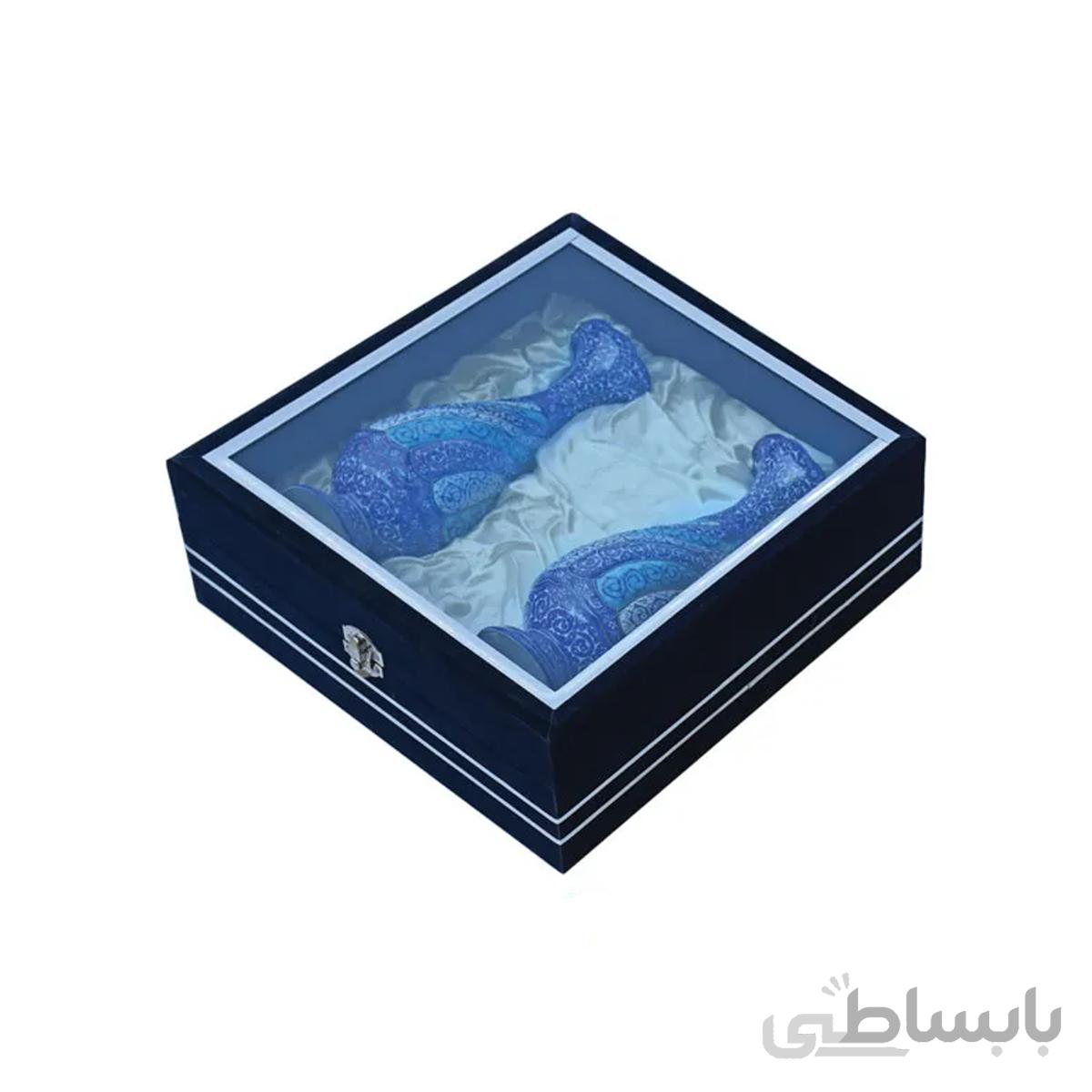 ست جفت گلدان میناکاری طرح اسلیمی 25 سانتی متر