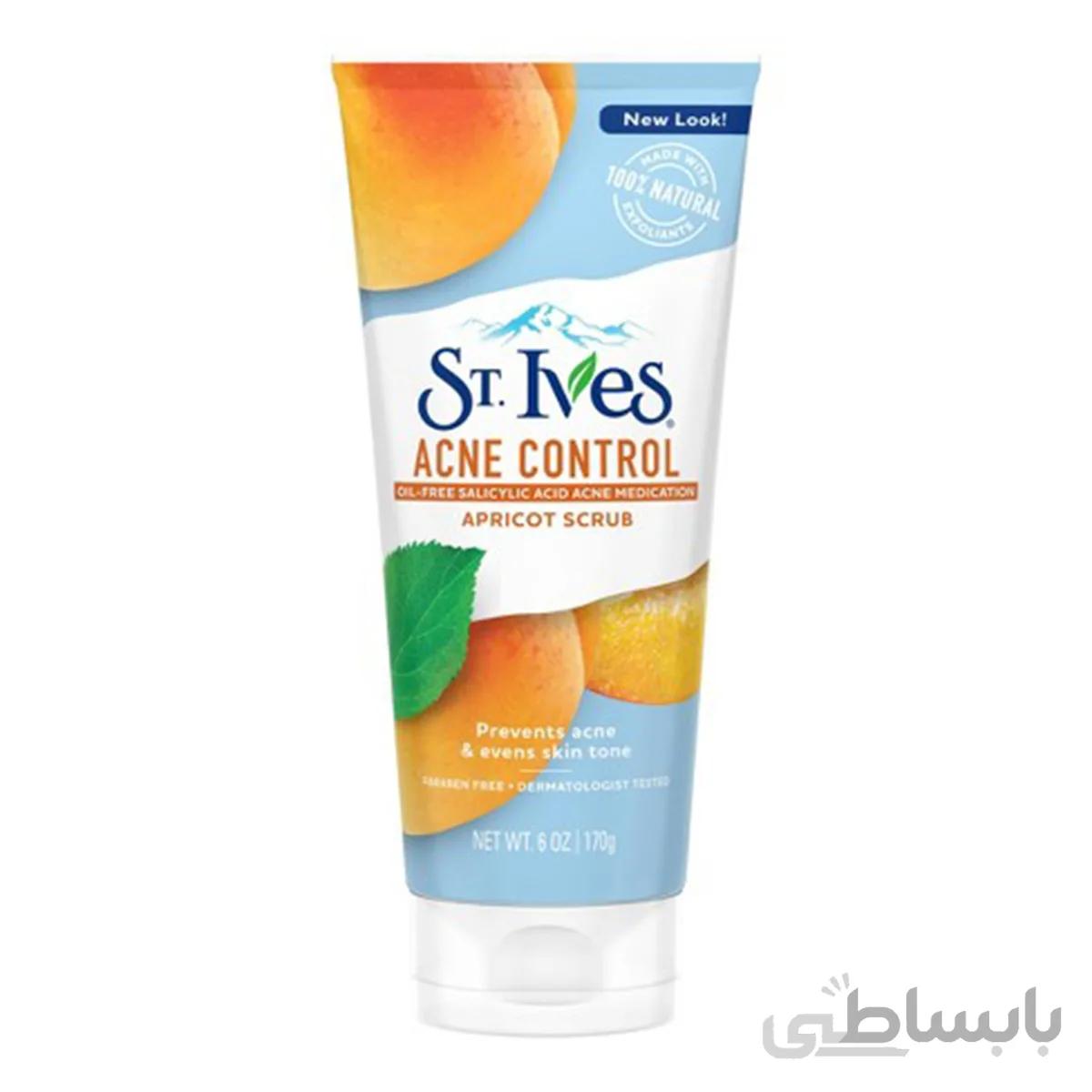 اسکراب صورت سنت ایوز مدل Acne Control حاوی زردآلو حجم ۱۷۰ میلی لیتر ا St.Ives Acne Control Apricot Scrub 170ml کد 353057