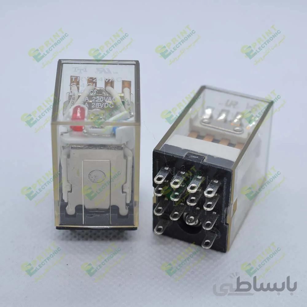 رله 24 ولت اِی سی 4 کنتاکنت سوکتی 14 پایه 5 آمپر TTI TRY-24VAC-S-4CL