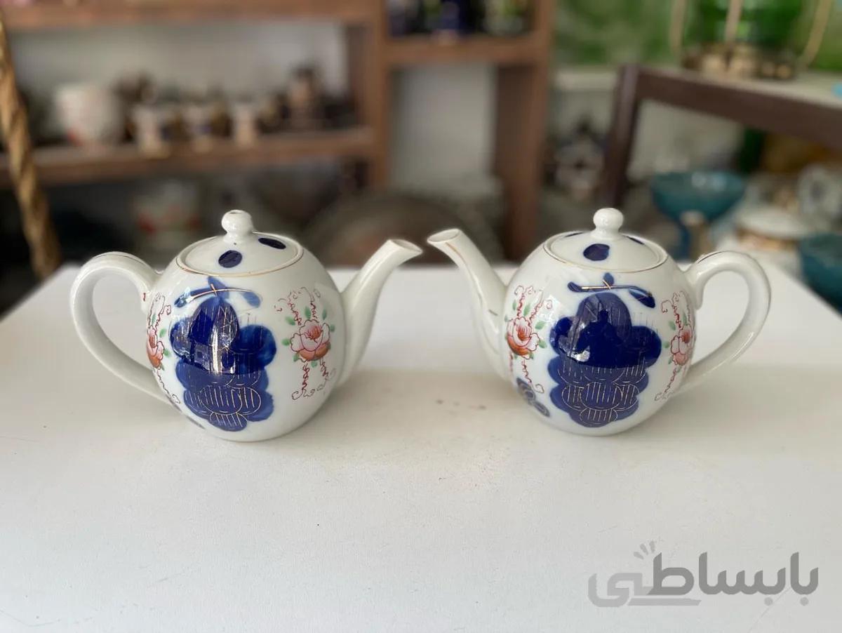 یک جفت قوری انگوری قدیمی ژاپن اصل ۵ کپ سایز متوسط ارتفاع ۱۴ سانت کاملا سالم