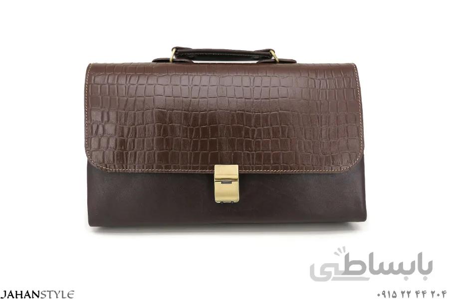 کیف اداری اسپرت چرم طبیعی قهوهای