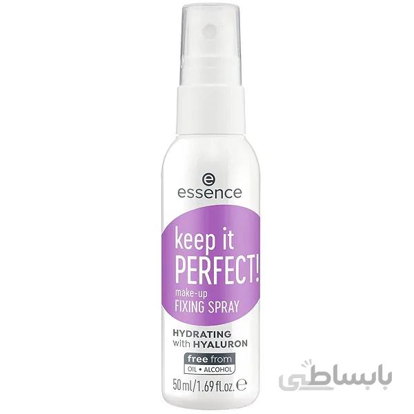 اسپری فیکس آرایش اسنس Essence مدل keep it Perfect حجم ۵۰ میل | بدون الکل، حاوی هیالورونیک اسید ا Essence Keep It Perfect Make-Up Fixing Spray 50ml