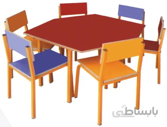 میز ذوزنقه ای مهد کودک | میز آموزشی