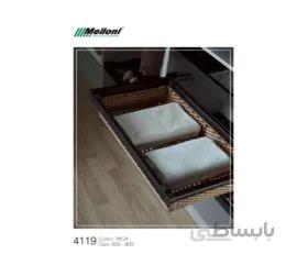 سبد حصیری ریلی داخل کمد لباس کد ws4119 ملونی 90 سانت موکا