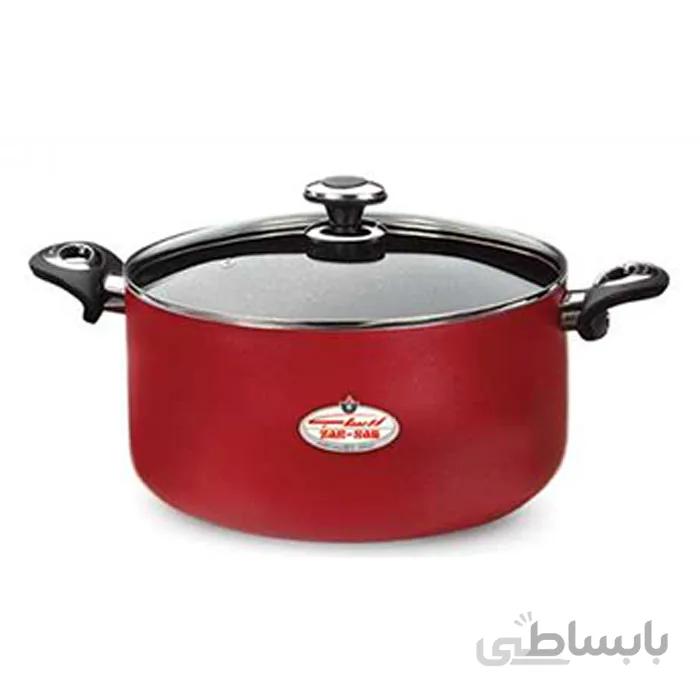 قابلمه سایز 22 گرانیتا زرشکی با درب شیشه ای زرساب کد GT-422R