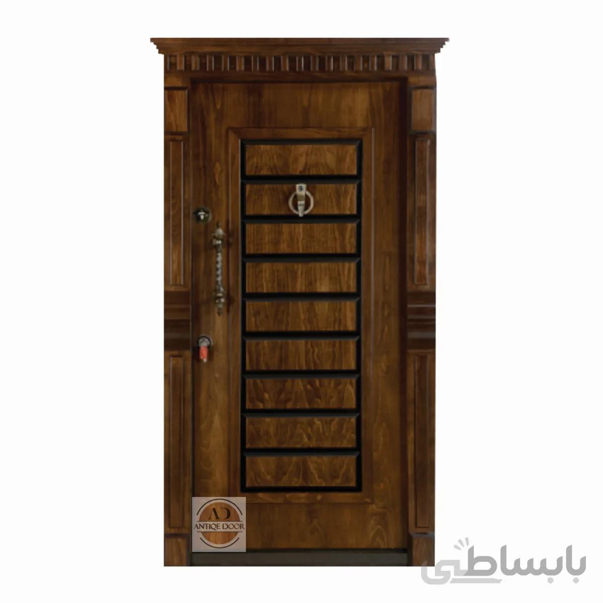 درب ضد سرقت ده قاب برجسته روکش راش - 110 * 210 / راست بازشو