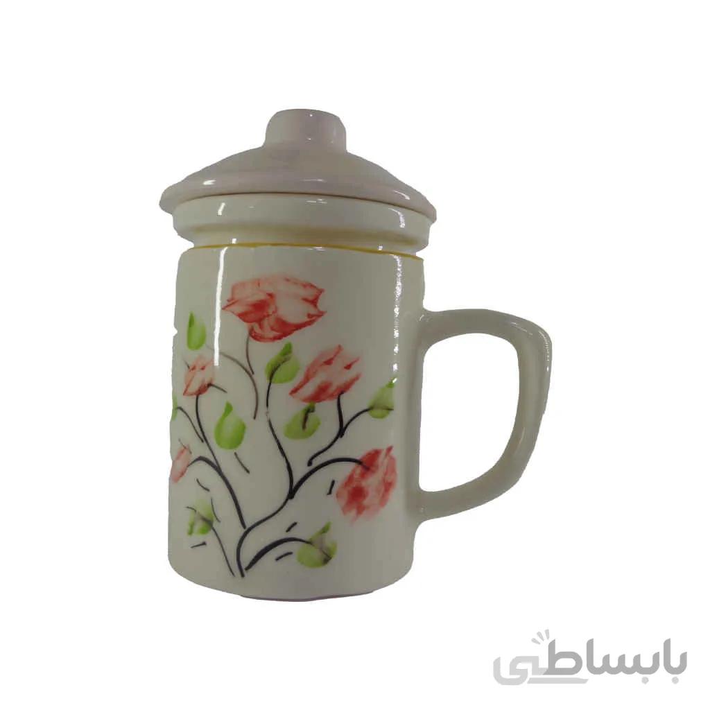 لیوان دم نوش گلدار سرامیک