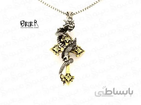 گردنبند مردانه اژدهای محافظ صلیب beier-n-5
