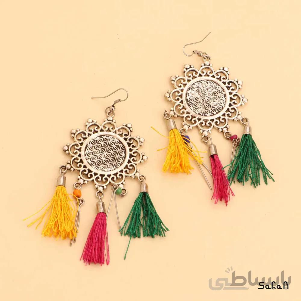 گوشواره منگوله دار هندی نخی اویز دار
