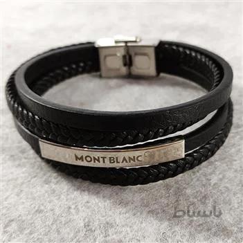 دستبند 4ردیفه مونت بلانک mont blanc مشکی نقره ای