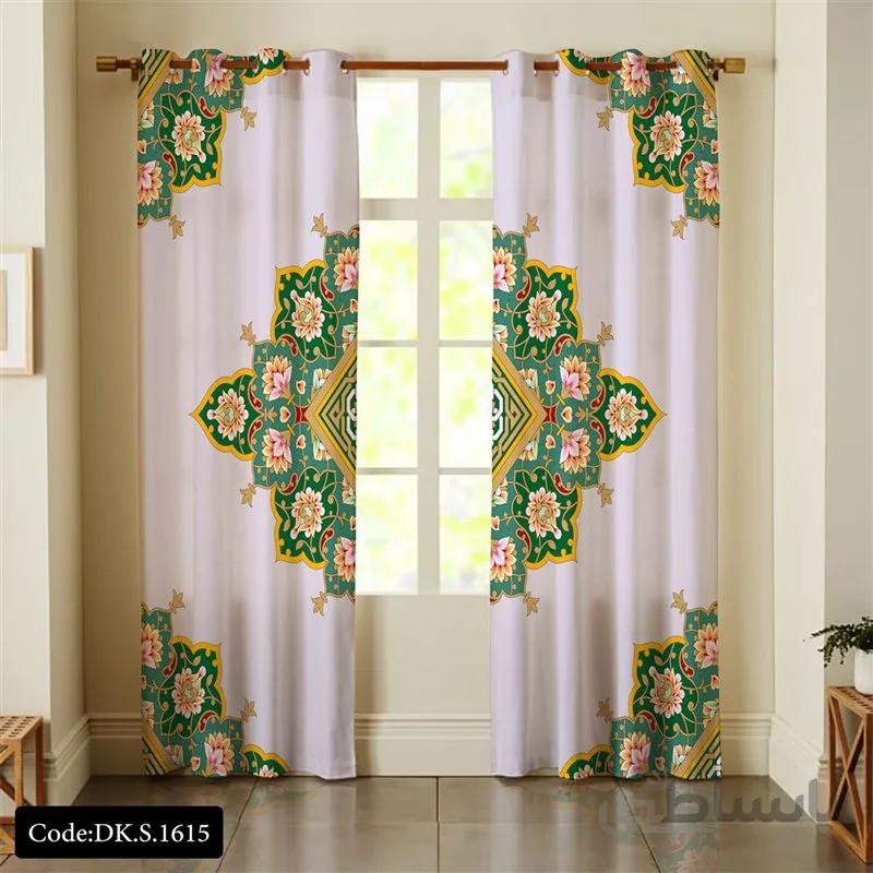 پرده پانچی (هازان و مخمل)کد DK.S.1615 طرح ایرانی و سنتی اسلیمی قرینه