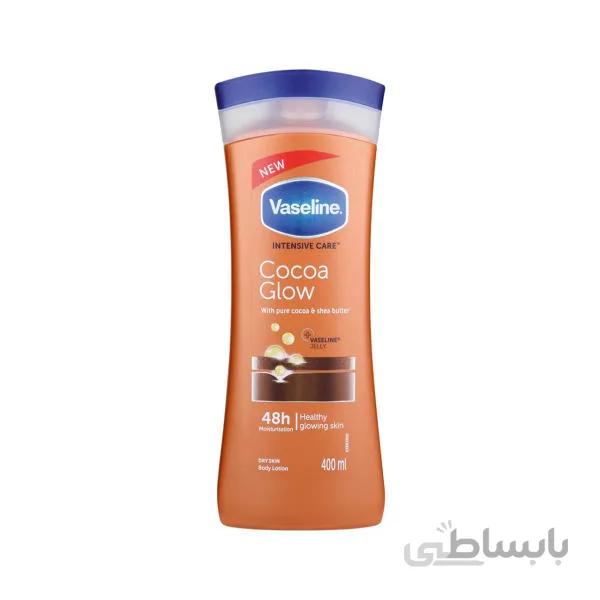 لوسیون بدن وازلین حاوی عصاره کاکائو حجم 400 میل ا Vaseline Intensive Care Cocoa Glow Body Lotion 400ml
