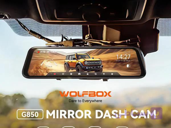 دوربین آینهای خودرو WOLFBOX G850 | داشکم 4K با نمایشگر لمسی و دوربین عقب