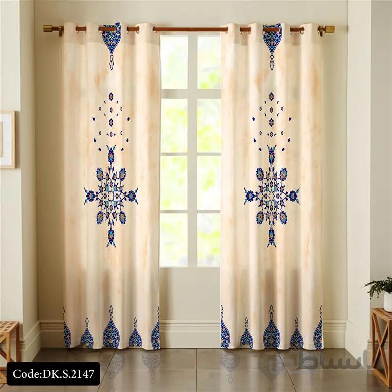 پرده پانچی (هازان و مخمل)کد DK.S.2147 طرح ایرانی و سنتی اسلیمی نقوش