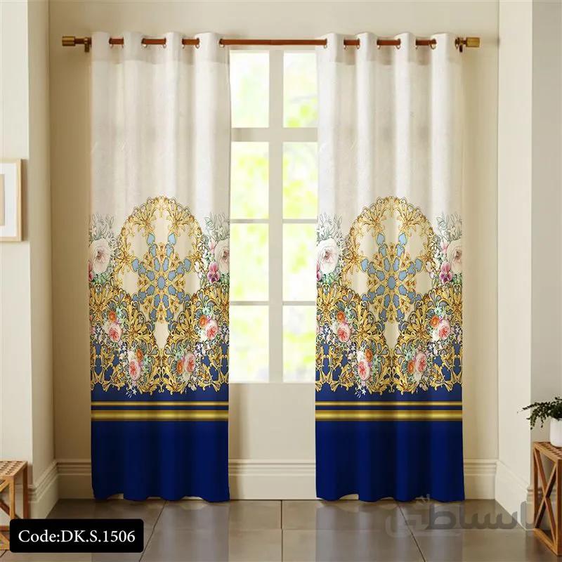 پرده پانچی (هازان و مخمل)کد DK.S.1506 طرح ایرانی و سنتی اسلیمی گل ها