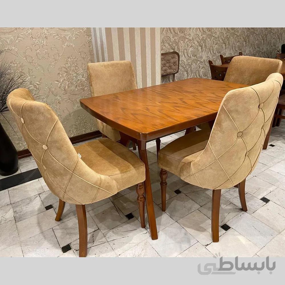 میز غذاخوری چهار نفره پانیز تمام راش روکش بلوط افرند