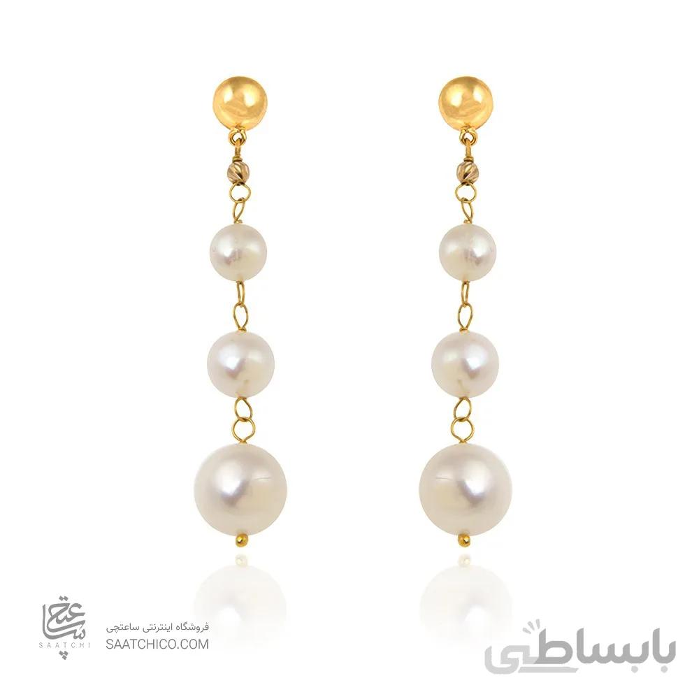 گوشواره طلا دست ساز زنانه با مروارید و گوی البرنادو کد XE242