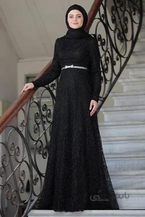 خرید لباس مجلسی پوشیده زنانه برند Ahunisa رنگ مشکی کد ty93951554