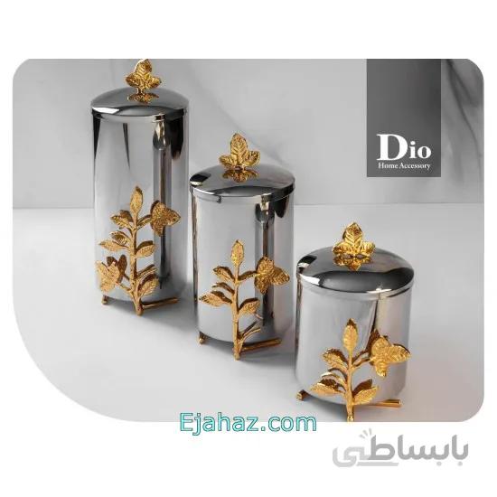 پاسماوری 3 پارچه استیل برگ گلد دیو