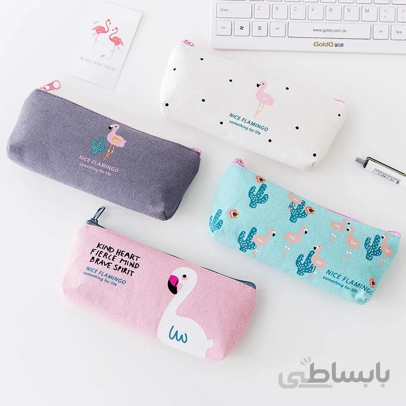 جامدادی فانتزی زیپ دار طرح فلامینگو flamingo nice cute pencilcase code-8900-32