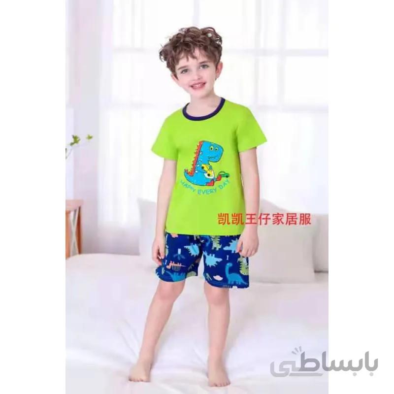 بلوز شورت بچه گانه طرح ماشین دایناسور