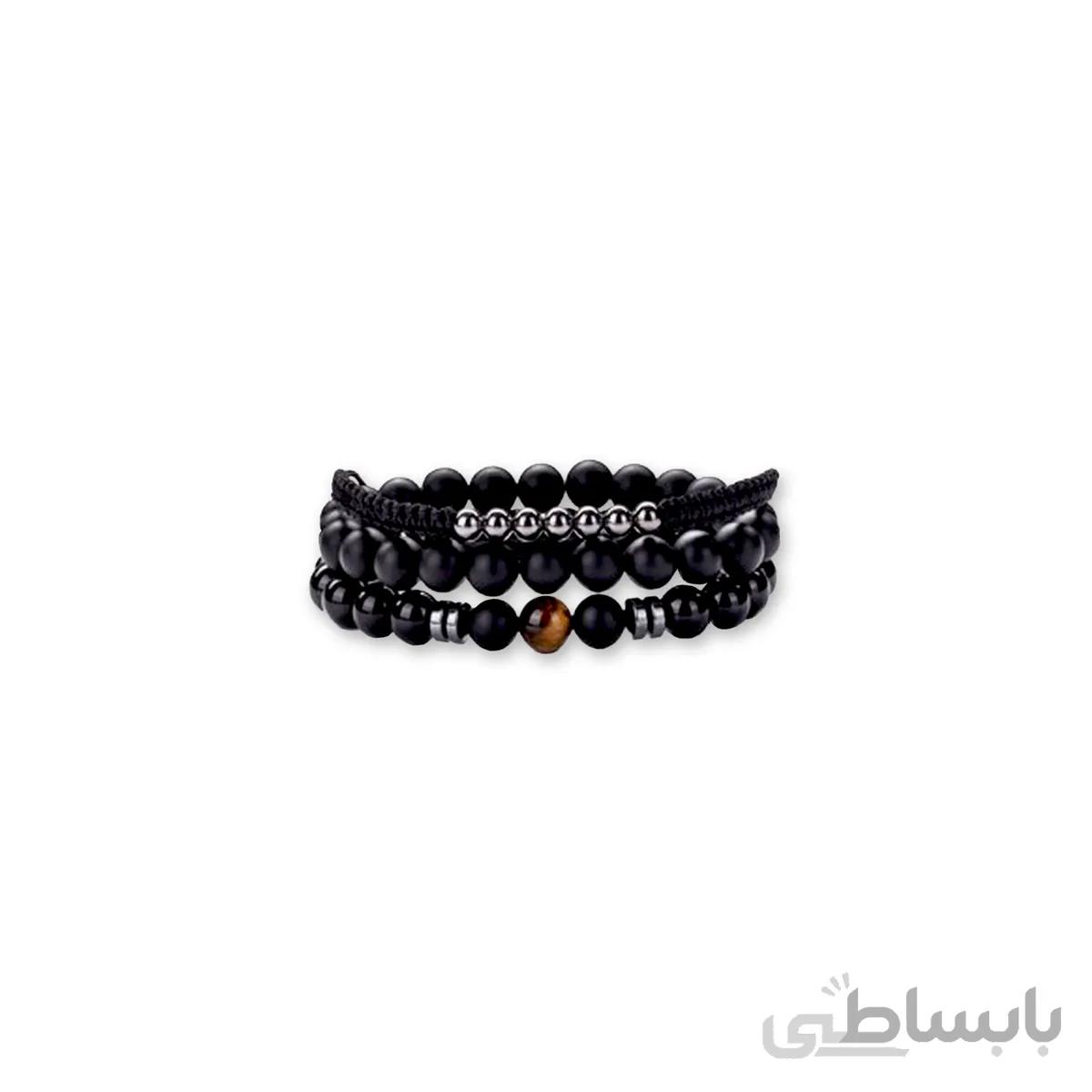 دستبند مردانه چشم جهان + مجموعه 3 عددی سایز XL