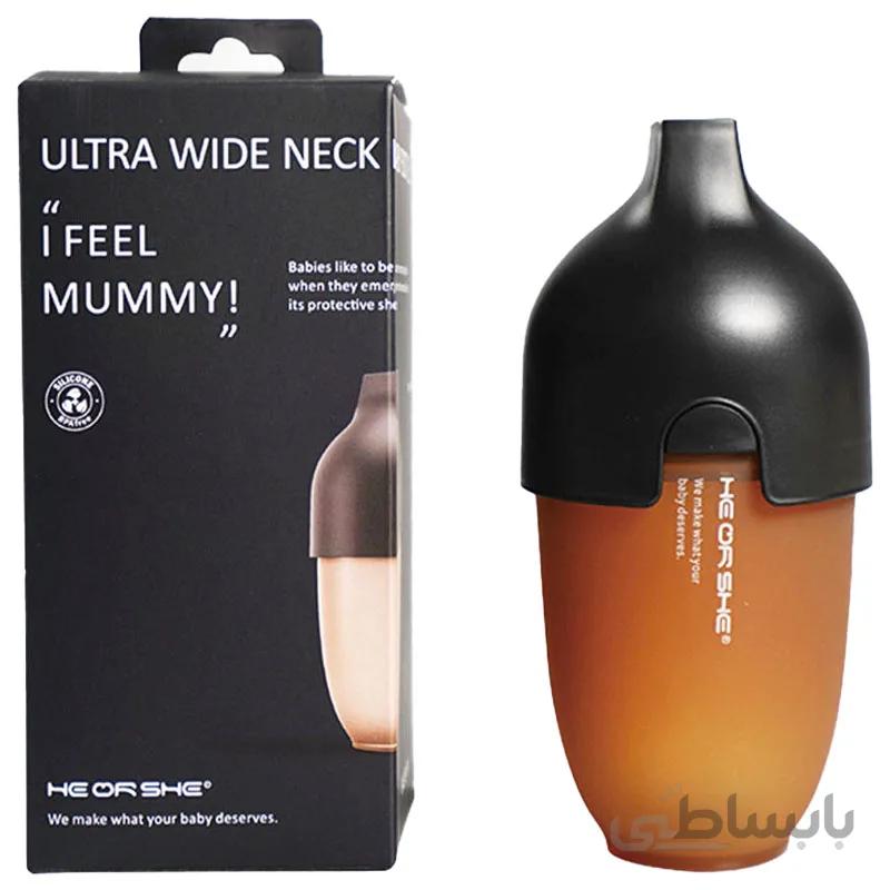 شیشه شیر هی اور شی تمام سیلیکونی 240 میل مشکی ا HEORSHE 240 ml baby bottle