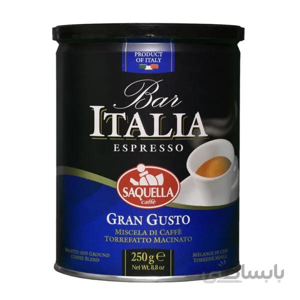 قهوه ایتالیا ابی مدل گرن گوستو ساکوئلا 250 گرمی ا Saquella Gran Gusto espresso coffee 250gr