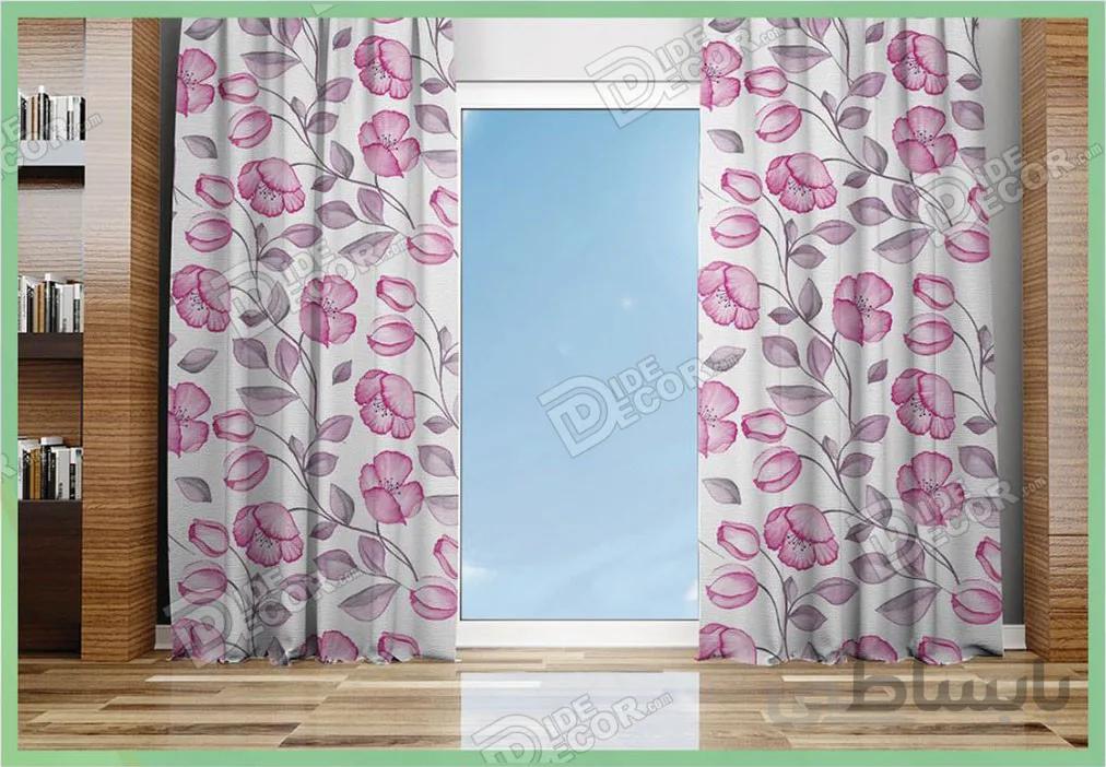 پرده پانچ گل دار کد M-132