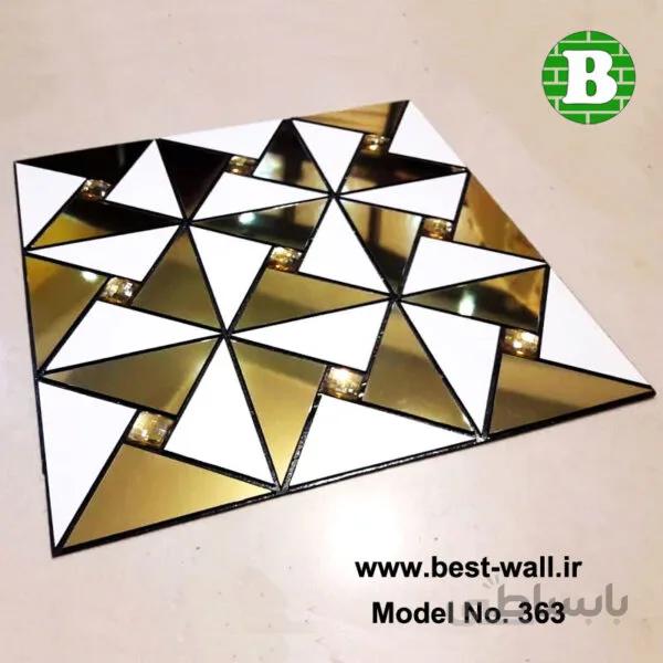 بین کابینتی مثلثی سفید و طلایی آینه ای T363