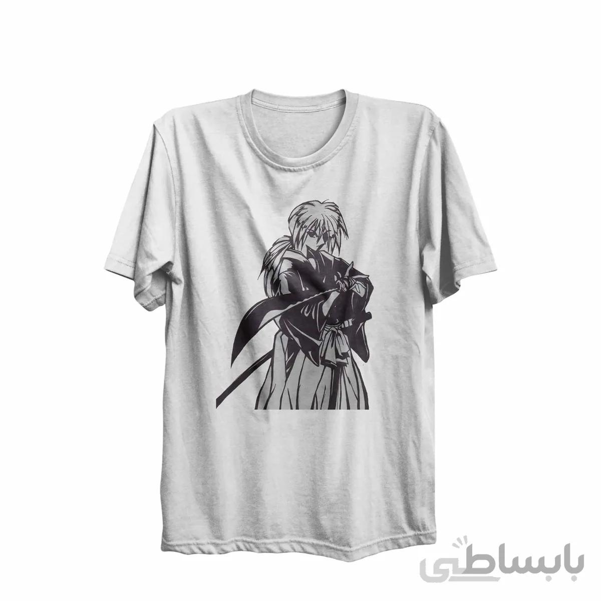 تیشرت یقه گرد سفید طرح انیمه رورونی کنشین Rurouni Kenshin کد KCT10458 کد 285210