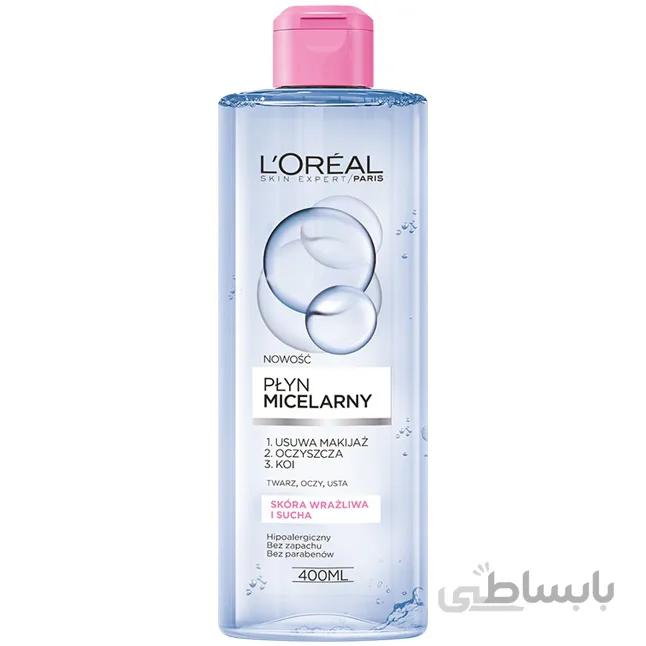 میسلار واتر لورآل پاریس LOREAL PRRIS برای پوست های نرمال و خشک و حساس (400 میلی لیتر)
