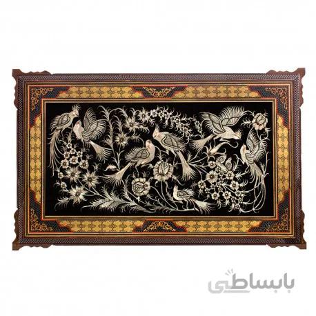 قاب نفیس قلمزنی خاتم کاری ابعاد 102×62 سانتیمتر