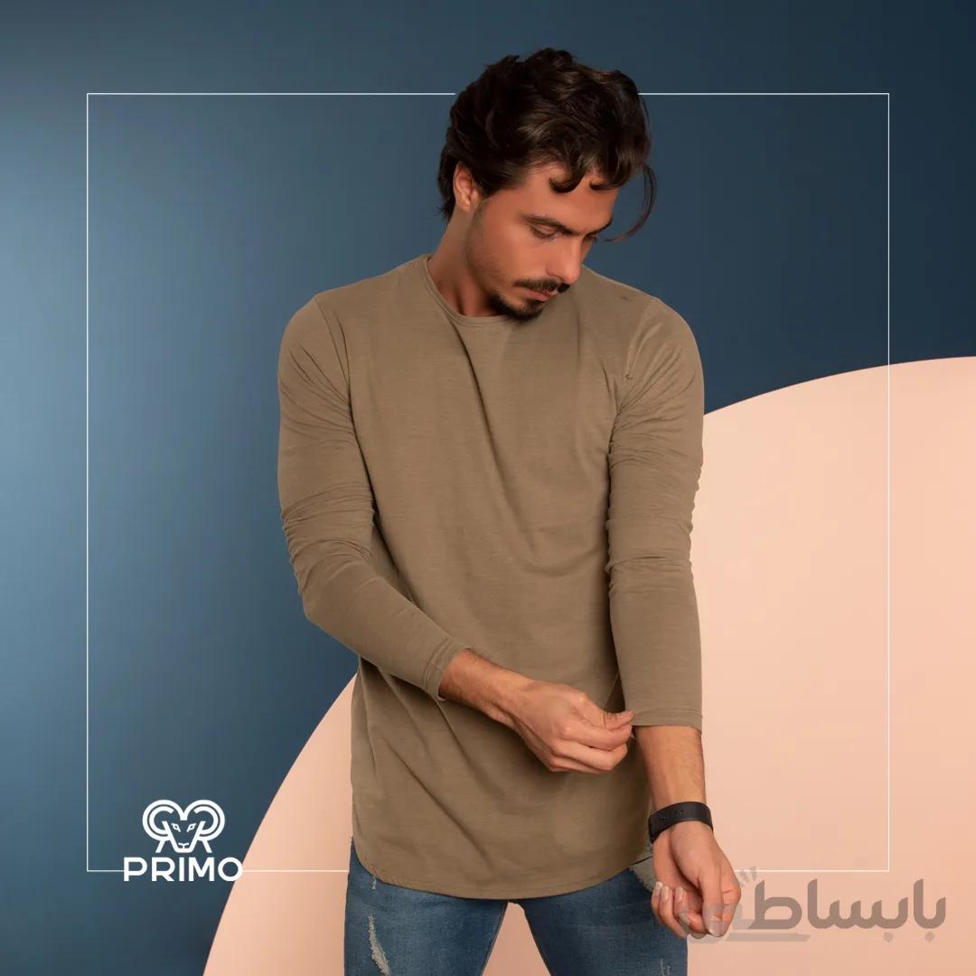 تیشرت پنبه مردانه مدل آستین بلند 513103