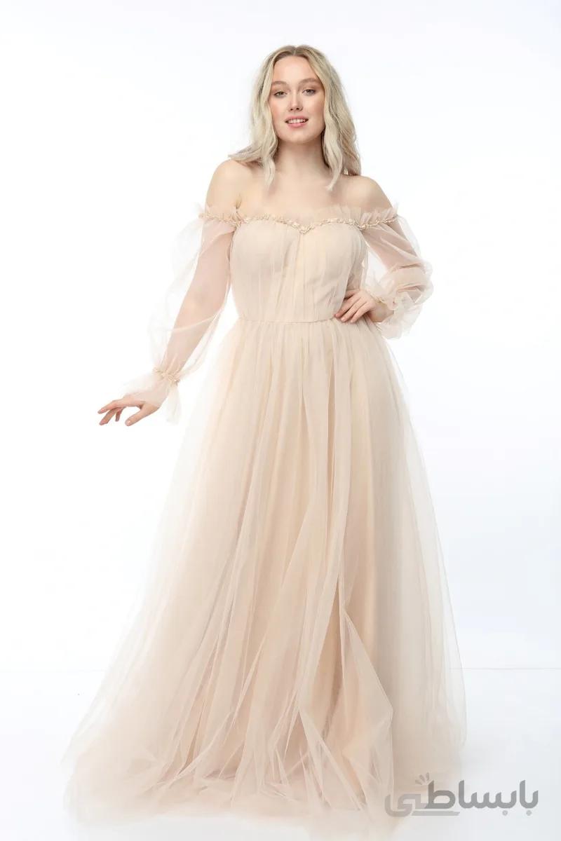 فروشگاه لباس مجلسی زنانه برند Asees رنگ بژ کد ty95431690