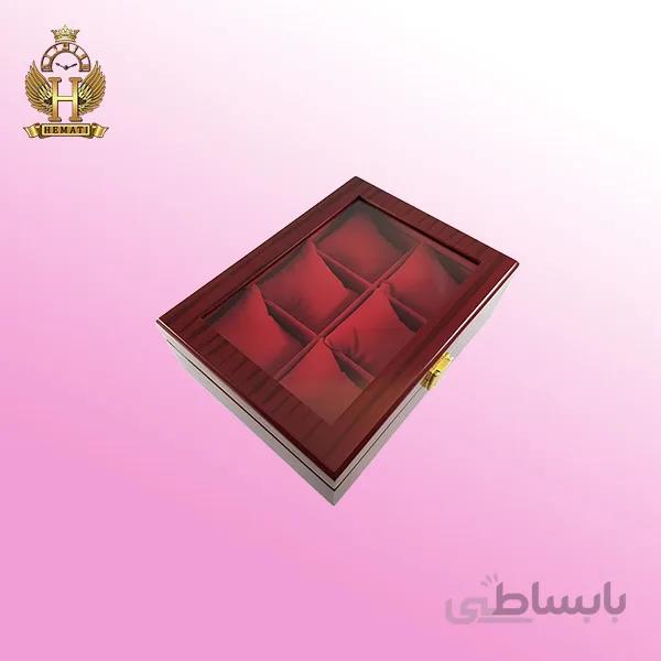 جعبه ساعت کلکسیونی چوبی ۶ تایی رنگ قرمز box6100