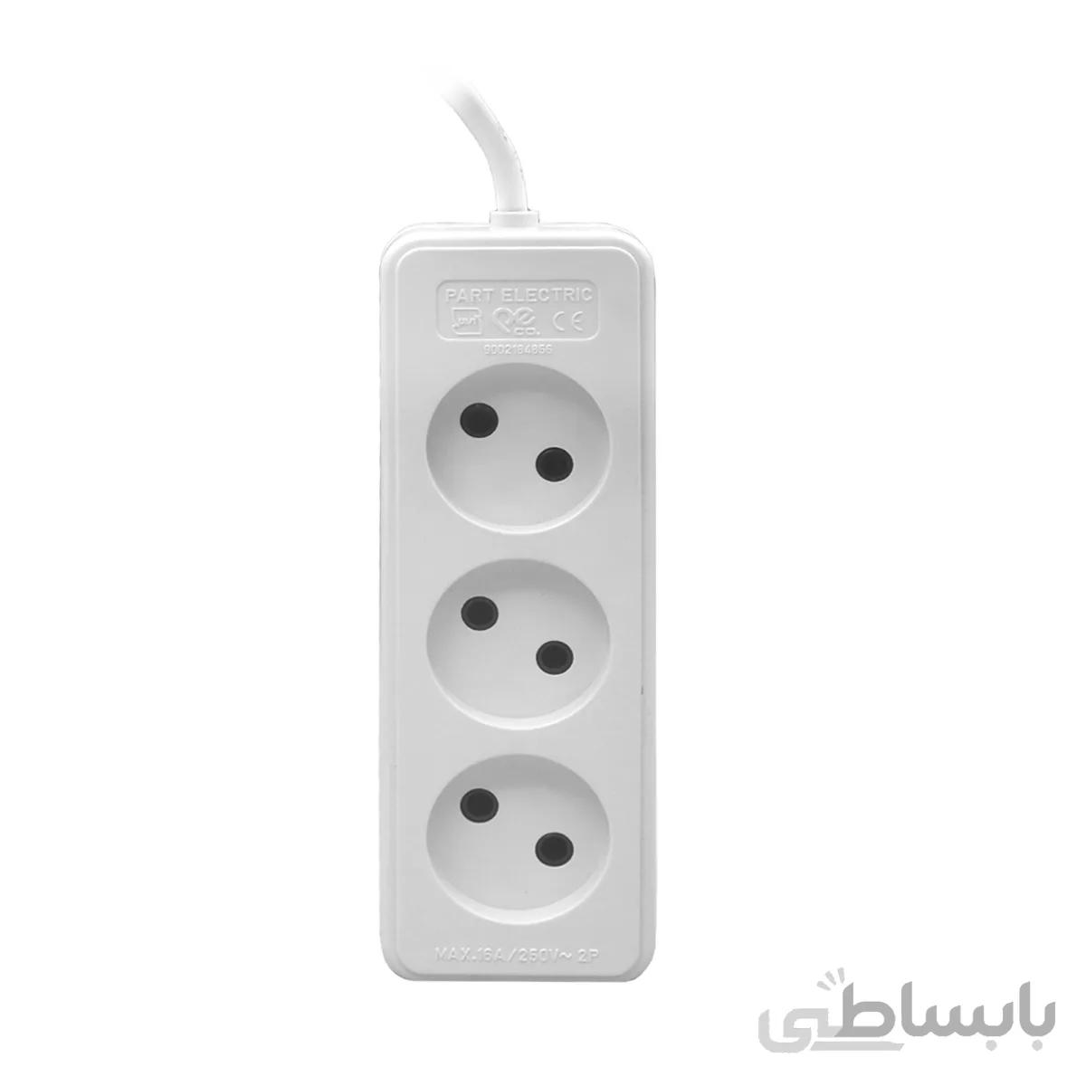 چندراهی برق 3 خانه ارت دار پارت الکتریک مدل شهاب 1.8متری (پک ناسالم)