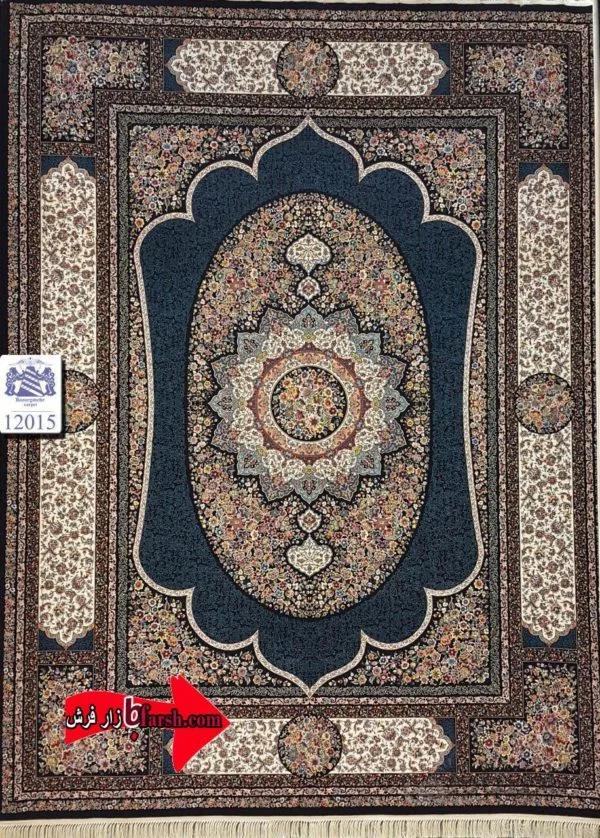 فرش 1200 شانه طرح 12015 سرمه ای