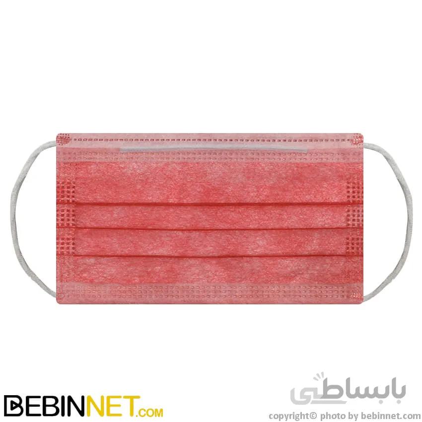 ماسک سه لایه قرمز (۵۰ عددی) با یک لایه ملت بلون دیباسان