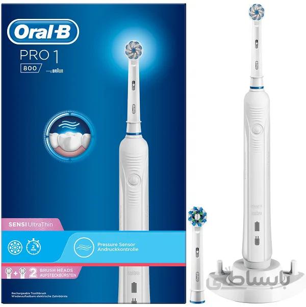 مسواک برقی اورال بی Oral-B سری PRO1 مدل 800 | مخصوص دندان و لثه حساس، دارای دو سر یدک