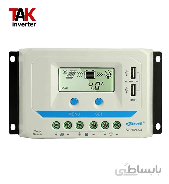 شارژ کنترلر خورشیدی 30 آمپر EPsolar / Epever pwm VS3024AU ا charge controller 45A/h 12/24v Auto Epsolar PWM VS4524BN series