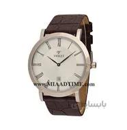 ساعت ویولت Violet مردانه گرد چرمی استیل صفحه سفید عدد یونانی کد 0443G